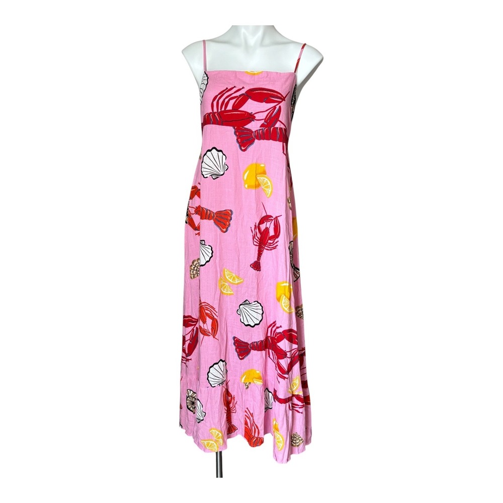 Label Of Love Anthropologie Lobster Shell Linen Blend Pink Maxi Dress Size Large